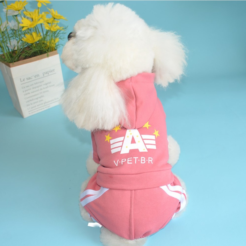 Dog Athletic Jumpsuit Hooded Sports Outfit with Star Design